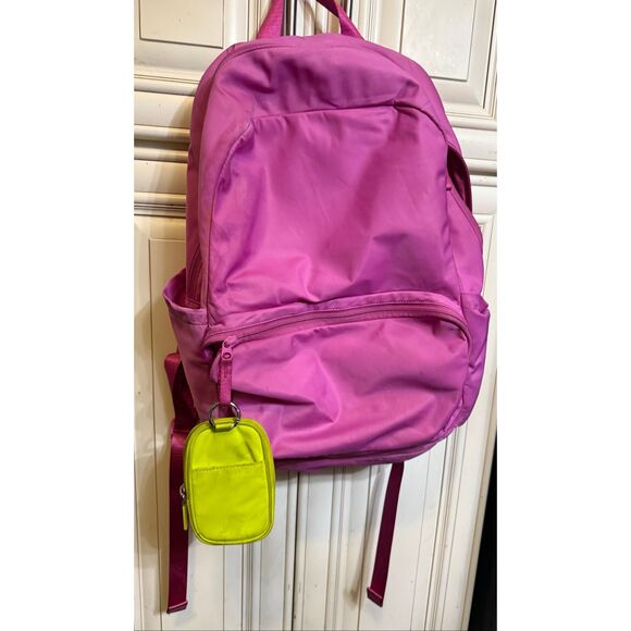 Lululemon Women's Bright Pink Green Pouch Everywhere Backpack - Picture 12 of 14